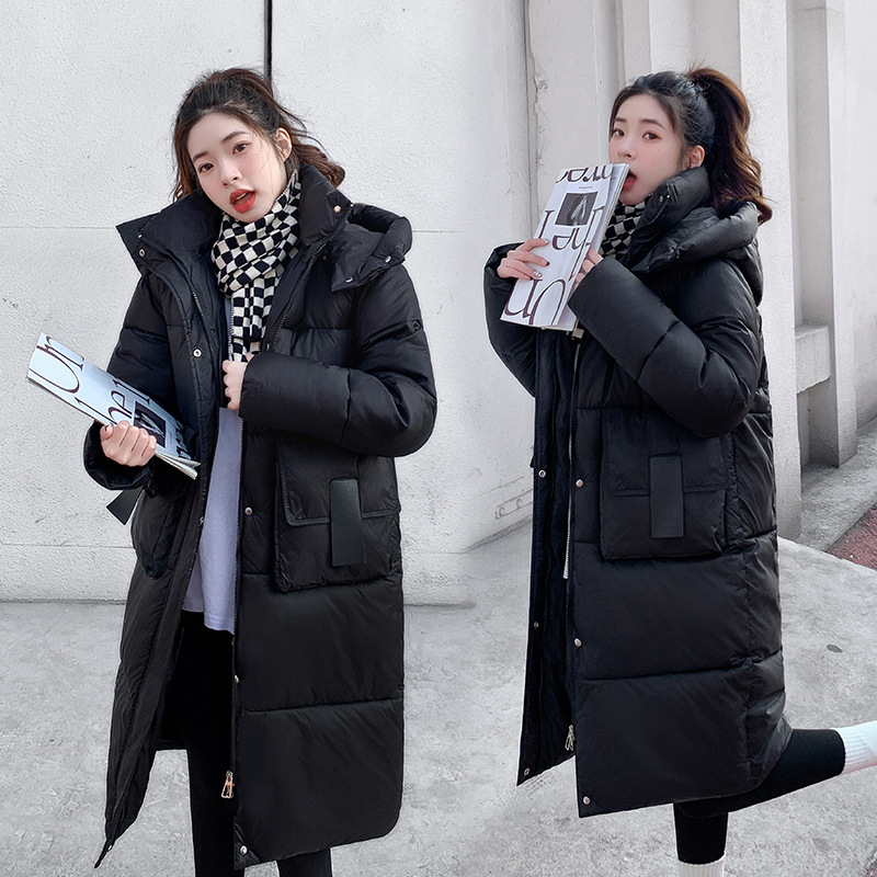 Пухено памучно яке, ветроустойчиво, зима, дамско, нов стил 2025, средна дължина, модерно, свободно, удебелено, топло, топло палто в корейски стил