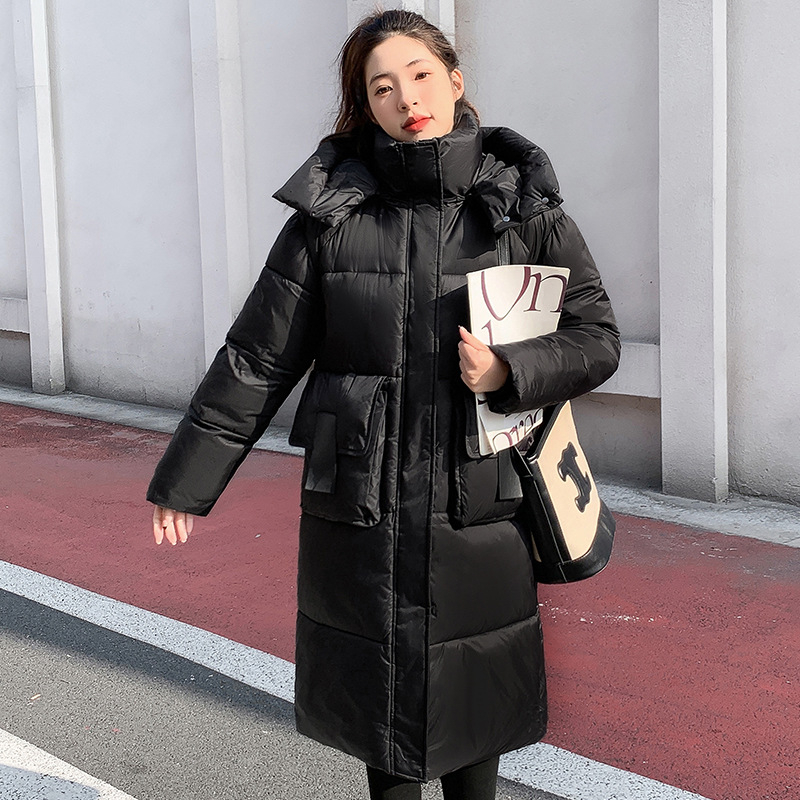 Пухено памучно яке, ветроустойчиво, зима, дамско, нов стил 2025, средна дължина, модерно, свободно, удебелено, топло, топло палто в корейски стил