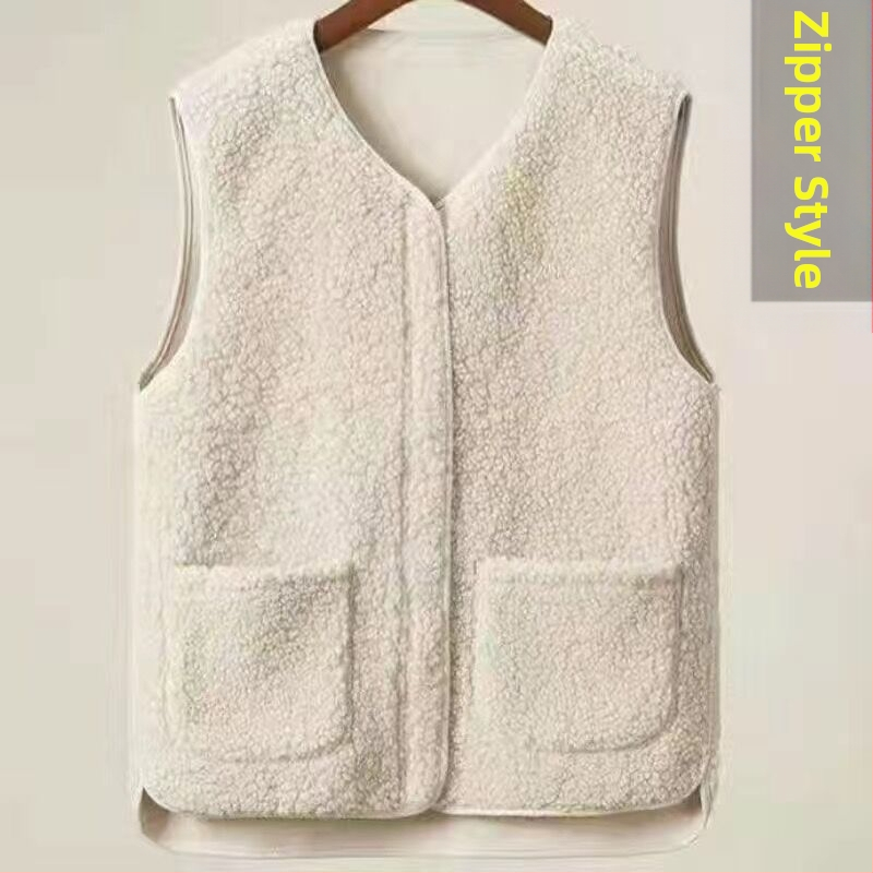 Naiste pluss-suuruses lambalihast plüüšvest 2023. aasta uus karusnahast ühes tükis vest