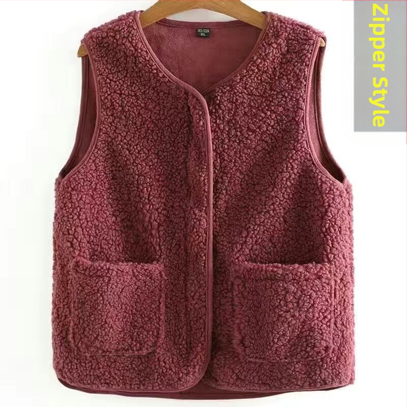 Naiste pluss-suuruses lambalihast plüüšvest 2023. aasta uus karusnahast ühes tükis vest