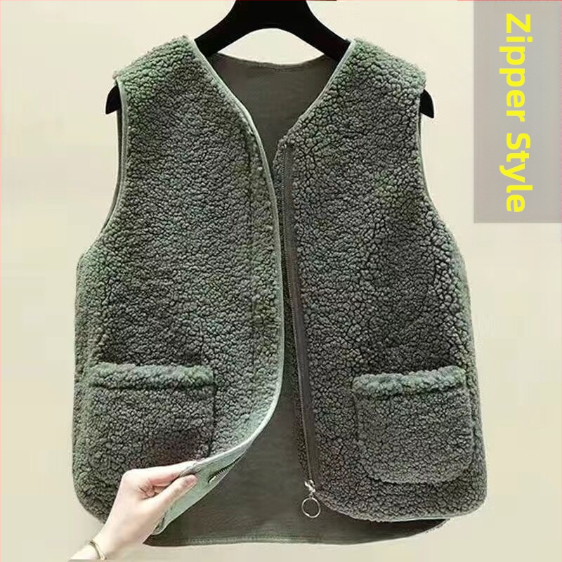 Naiste pluss-suuruses lambalihast plüüšvest 2023. aasta uus karusnahast ühes tükis vest
