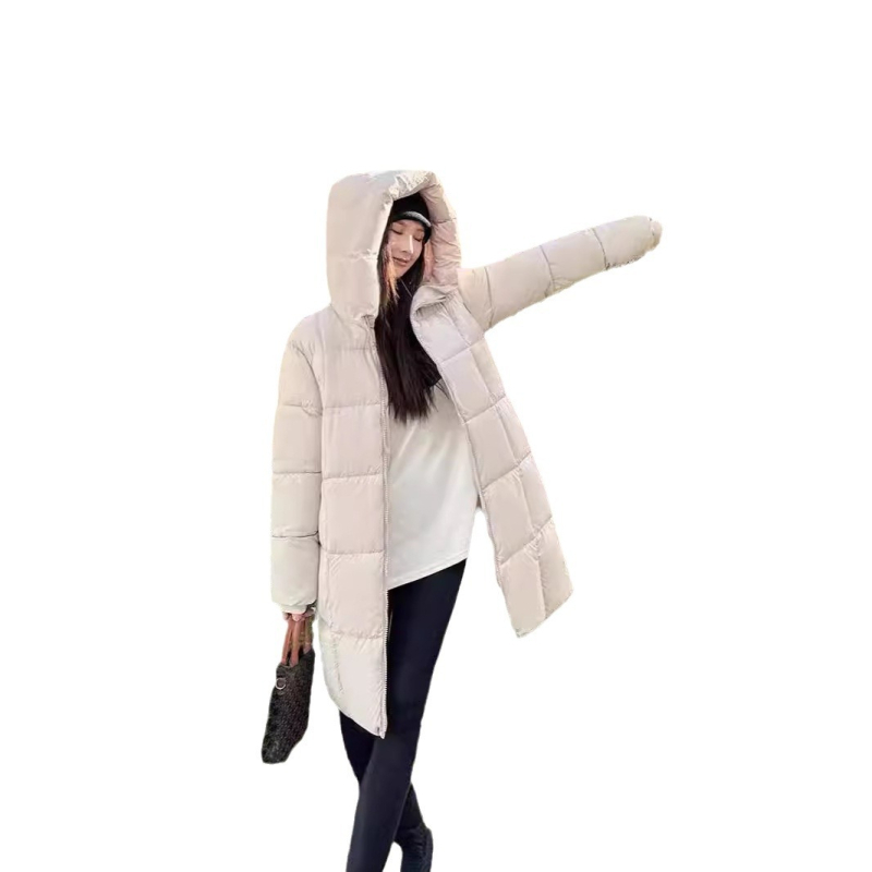 2025. aasta uued sügis- ja talvised keskmise pikkusega paksendatud 100 kg suurused vabaaja kapuutsiga lahtised Euroopa ja Ameerika puuvillast ülerõivad naistele