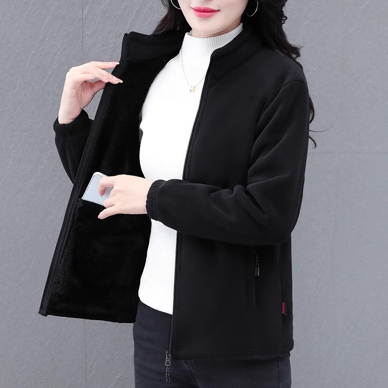 Palton de catifea Ao Grain pentru femei, toamna și iarna 2024, nou, pentru mame de vârstă mijlocie, cald, din fleece, pentru femei, cu două fețe, din fleece