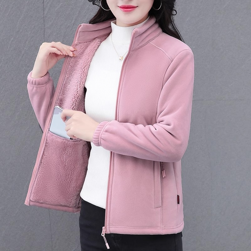 Palton de catifea Ao Grain pentru femei, toamna și iarna 2024, nou, pentru mame de vârstă mijlocie, cald, din fleece, pentru femei, cu două fețe, din fleece