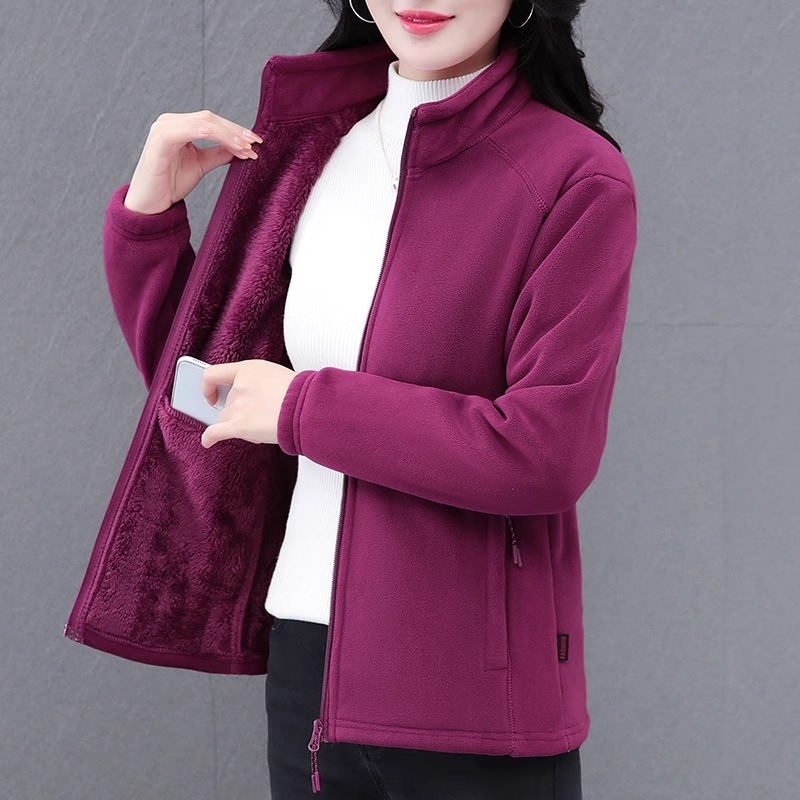 Palton de catifea Ao Grain pentru femei, toamna și iarna 2024, nou, pentru mame de vârstă mijlocie, cald, din fleece, pentru femei, cu două fețe, din fleece