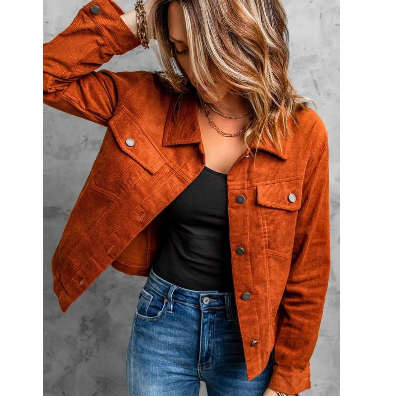 Jachetă de damă cu mânecă lungă, stil european și american, culoare solidă, slim fit, jachetă caldă casual pentru femei