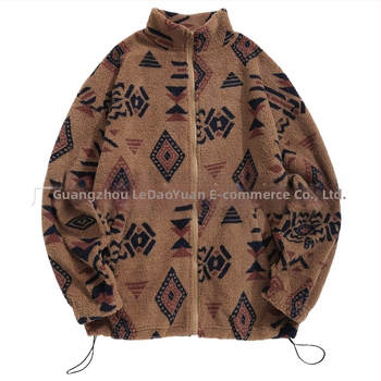Cezhraničné európske a americké oblečenie, aztécka etnická potlač, ultrajemná rakúska zamatová plyšová bunda bez kapucne so zipsom, dámska elegantná