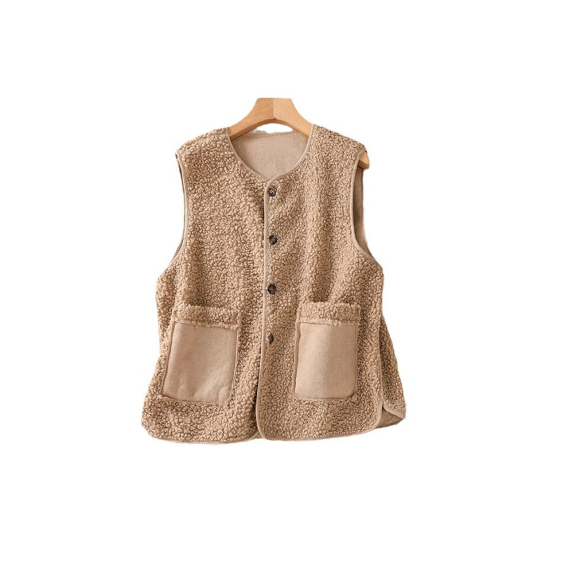 2024 m. rudens ir žiemos nauja vakarietiško stiliaus „Little Man“ ėrienos vilnos liemenė, moteriška trumpa viršutine liemenė, moteriška striukė