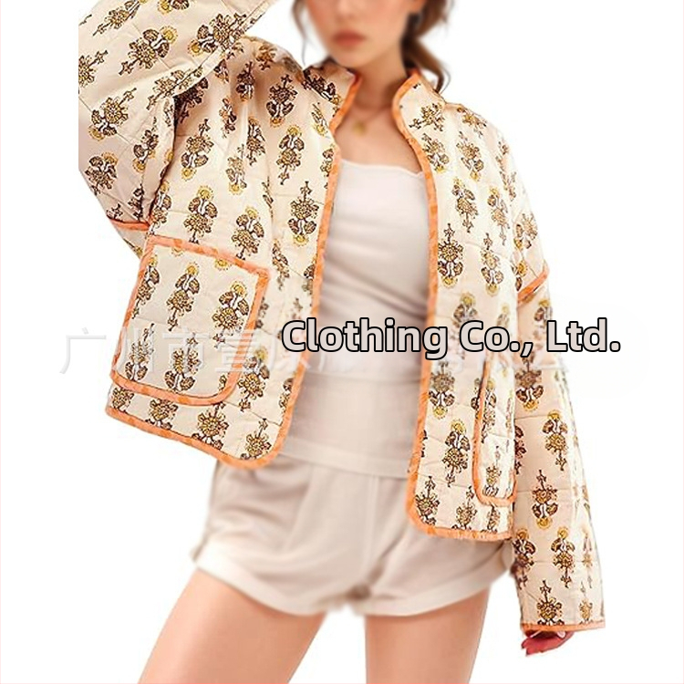 Трансгранично европейско и американско облекло 2025 Amazon Winter New French Retro Printed Pamuc Outlet Dress Floral Short Pamuc Outlet Dress for Women