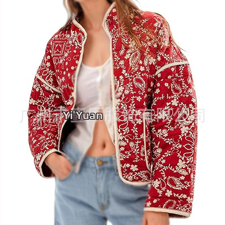 Трансгранично европейско и американско облекло 2025 Amazon Winter New French Retro Printed Pamuc Outlet Dress Floral Short Pamuc Outlet Dress for Women