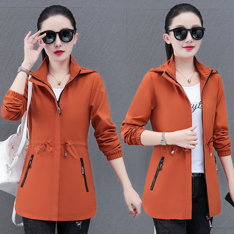 Európai és amerikai ruházati határokon átnyúló dropshipping közepes hosszúságú széldzseki női kapucnis derékkabát Amazon nagykereskedelmi Aliexpress ruházat