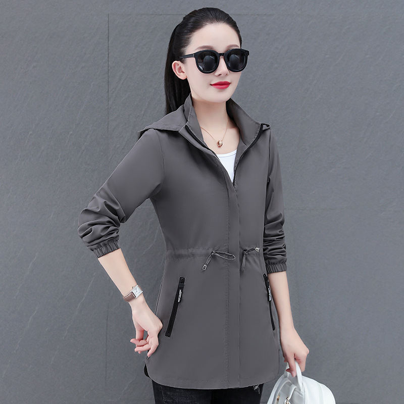 Európai és amerikai ruházati határokon átnyúló dropshipping közepes hosszúságú széldzseki női kapucnis derékkabát Amazon nagykereskedelmi Aliexpress ruházat