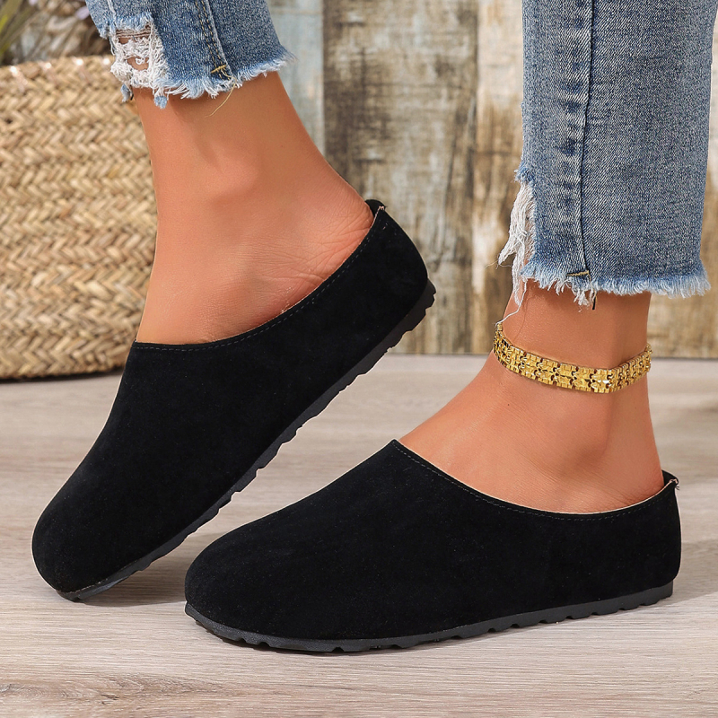 Papuci de vară pentru femei, stil nou, Baotou, cu toc plat și jos, mărime plus, pentru comerț exterior, fără slip, cu jumătate de pantofi pentru femei