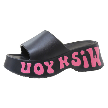 Παντόφλες με χοντρή σόλα για γυναίκες του 2025 για εξωτερικούς χώρους, αυξημένο ύψος, μοντέρνα και ψηλοτάκουνα αντιολισθητικά σανδάλια θαλάσσης με γράμματα