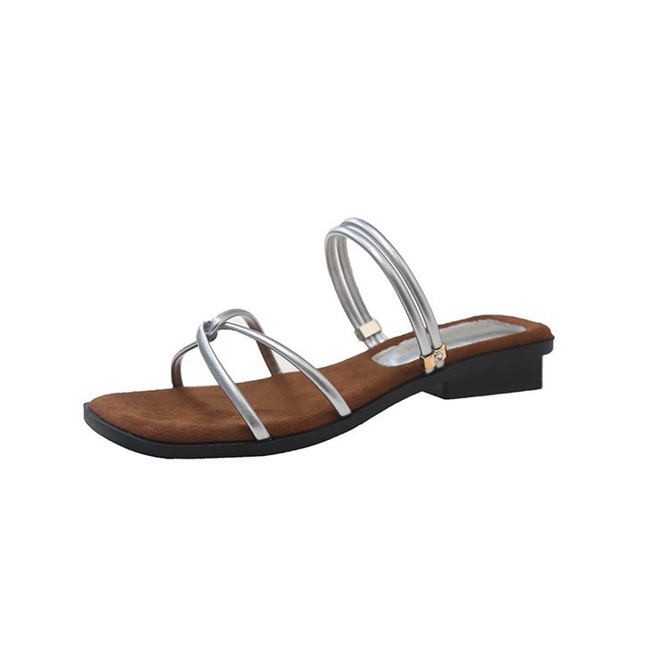 Sandale de damă cu toc gros și subțire, cu cruce, vară exterioară 2025, sandale elegante și frumoase, cu două uzuri, franțuzești, negre