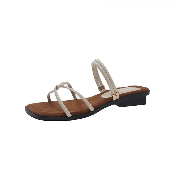 Sandale de damă cu toc gros și subțire, cu cruce, vară exterioară 2025, sandale elegante și frumoase, cu două uzuri, franțuzești, negre