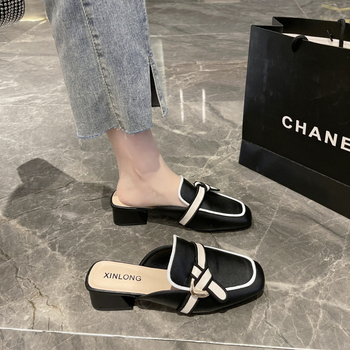 Prancūziško stiliaus vakarinės šlepetės, pusbačiai, 2025 m., naujos pavasario „Baotou“ šlepetės, moteriškos vasaros aprangos, „Mueller“ batai, basutės