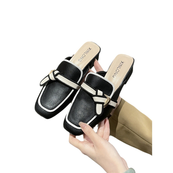 Prancūziško stiliaus vakarinės šlepetės, pusbačiai, 2025 m., naujos pavasario „Baotou“ šlepetės, moteriškos vasaros aprangos, „Mueller“ batai, basutės