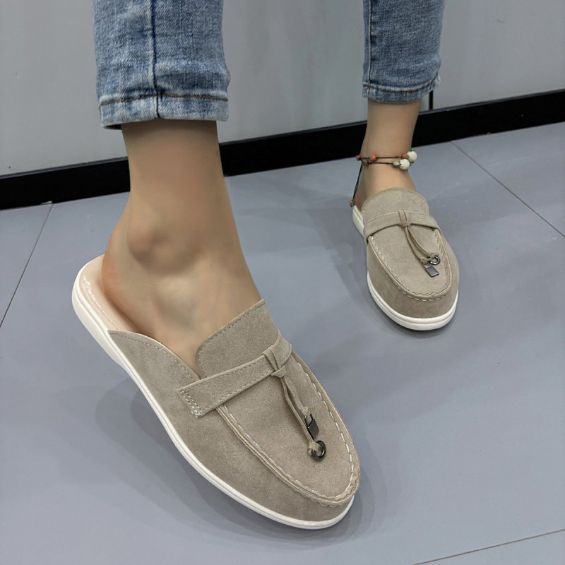 Sandale și papuci cu toc înalt din piele de căprioară, mărime plus, transfrontaliere, pentru femei, vara 2024, sandale și papuci casual la modă nouă pentru femei