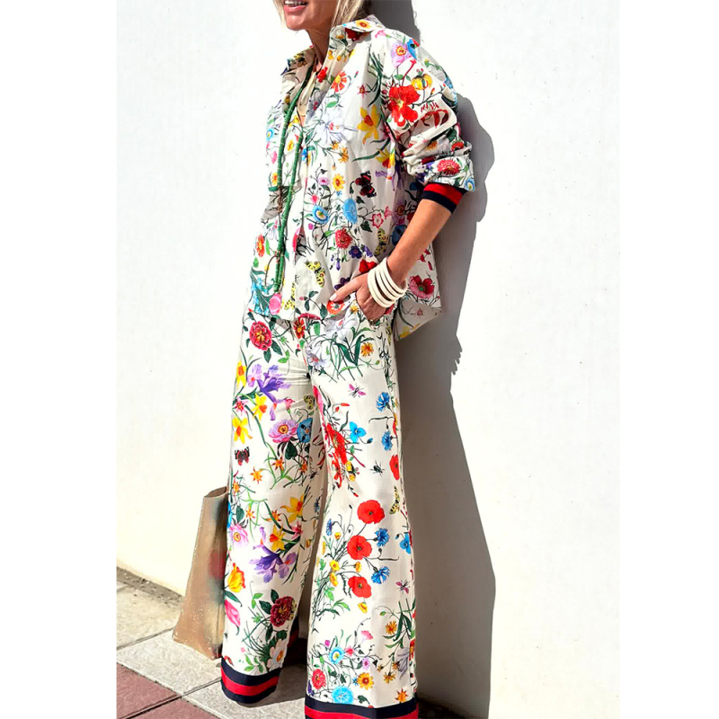 Stație independentă de comerț exterior Europa și Statele Unite ale Americii noul costum imprimat Amazon pentru femei, pantaloni casual, cămașă, jachetă la modă 3023