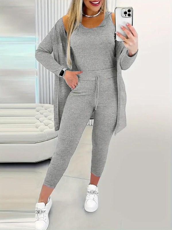 [Set od tri dijela] Amazon Low-Price Mall Europski i američki prekogranični jednobojni modni ležerni trendi jakna prsluk hlače