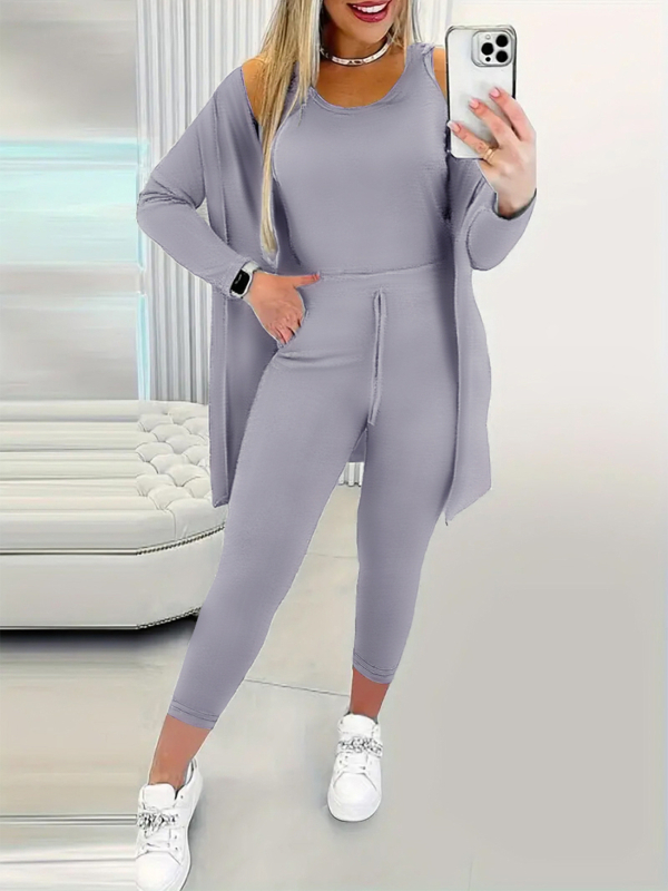 [Set od tri dijela] Amazon Low-Price Mall Europski i američki prekogranični jednobojni modni ležerni trendi jakna prsluk hlače