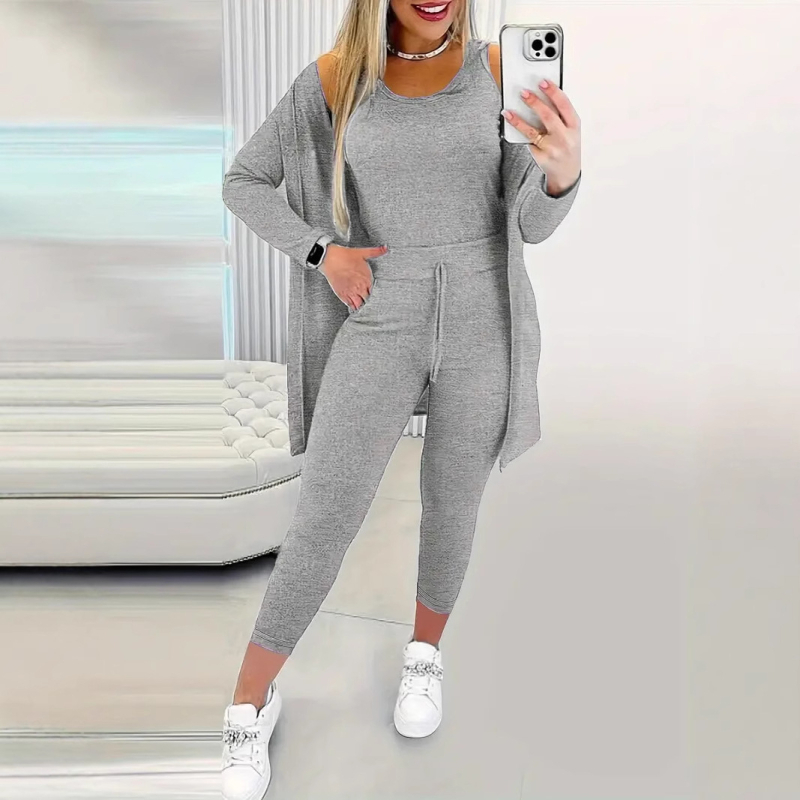 [Set od tri dijela] Amazon Low-Price Mall Europski i američki prekogranični jednobojni modni ležerni trendi jakna prsluk hlače