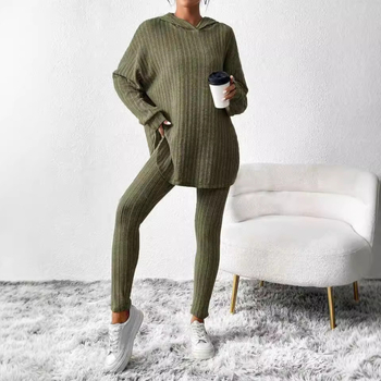 Φθινόπωρο και Χειμώνας, Ευρωπαϊκό και Αμερικανικό Amazon Cross-Border Γυναικεία Ρούχα Pit Strip, Χαλαρό, Κουκούλα, Μακρυμάνικο, Casual Παντελόνι με Νήμα