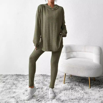 Φθινόπωρο και Χειμώνας, Ευρωπαϊκό και Αμερικανικό Amazon Cross-Border Γυναικεία Ρούχα Pit Strip, Χαλαρό, Κουκούλα, Μακρυμάνικο, Casual Παντελόνι με Νήμα