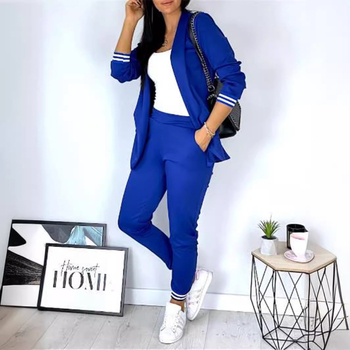 Ανεξάρτητος σταθμός Amazon 2024 Άνοιξη και Φθινόπωρο Νέα Μόδα Κοστούμι casual μονόχρωμο κοστούμι με μακριά μανίκια παντελόνι δύο τεμαχίων