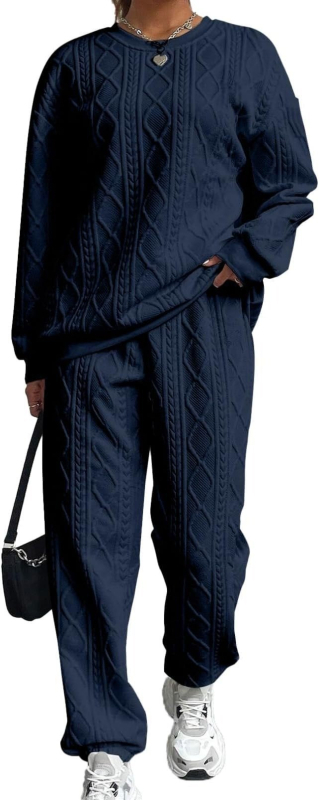 Jesenné a zimné európske a americké oblečenie 2025, cezhraničné nové módne žakárové nohavice so závitom, ležérny dvojdielny oblek pre ženy