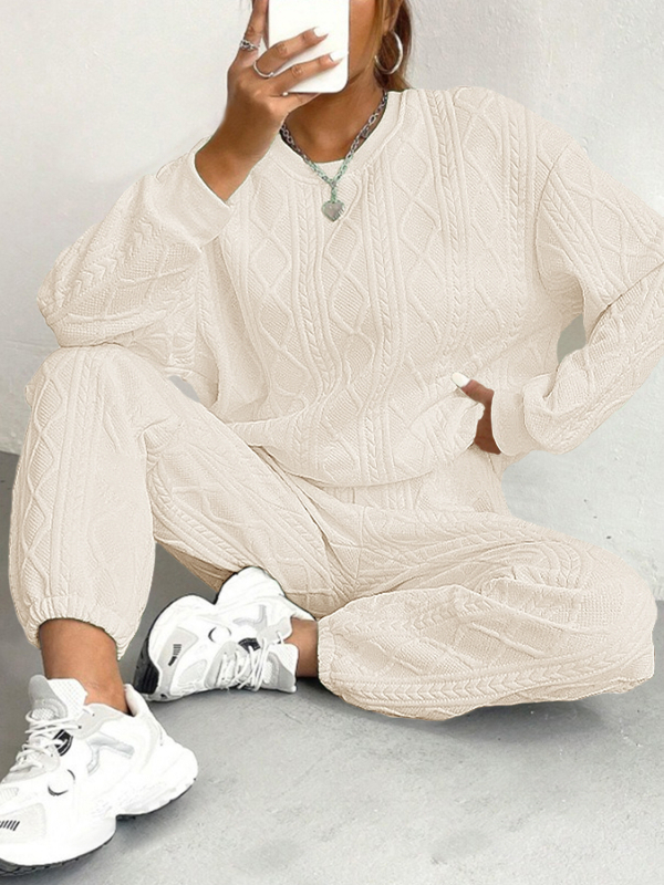 Jesenné a zimné európske a americké oblečenie 2025, cezhraničné nové módne žakárové nohavice so závitom, ležérny dvojdielny oblek pre ženy