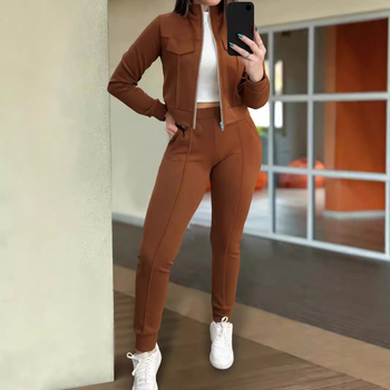 Amazon New Fashion Casual cu mânecă lungă, set de două piese, costum de damă european și american de primăvară și toamnă, culoare solidă