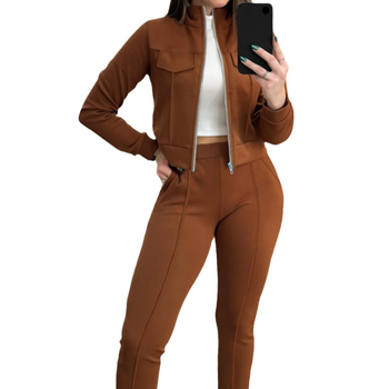 Amazon New Fashion Casual cu mânecă lungă, set de două piese, costum de damă european și american de primăvară și toamnă, culoare solidă