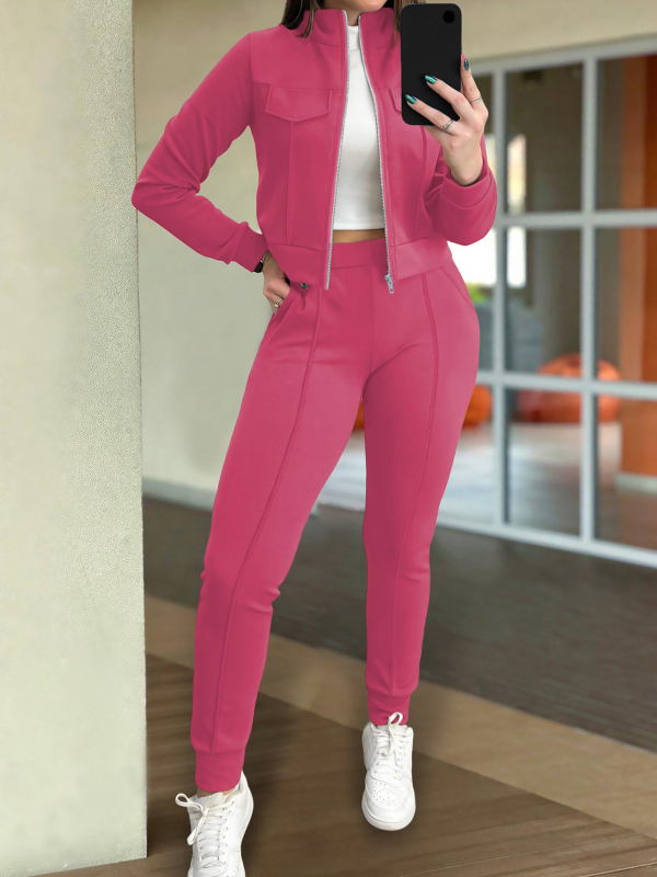 Amazon New Fashion Casual cu mânecă lungă, set de două piese, costum de damă european și american de primăvară și toamnă, culoare solidă