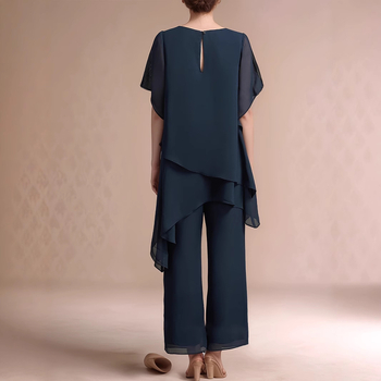 Határokon átnyúló kereskedelemmel rendelkező női sifon ruha, divatos elegáns kosztümös estélyi ruha, parti, kétrészes szett