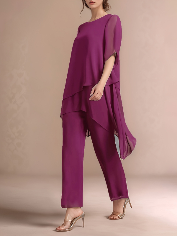 Határokon átnyúló kereskedelemmel rendelkező női sifon ruha, divatos elegáns kosztümös estélyi ruha, parti, kétrészes szett