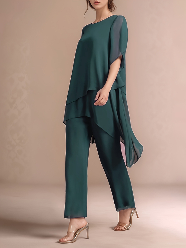 Határokon átnyúló kereskedelemmel rendelkező női sifon ruha, divatos elegáns kosztümös estélyi ruha, parti, kétrészes szett