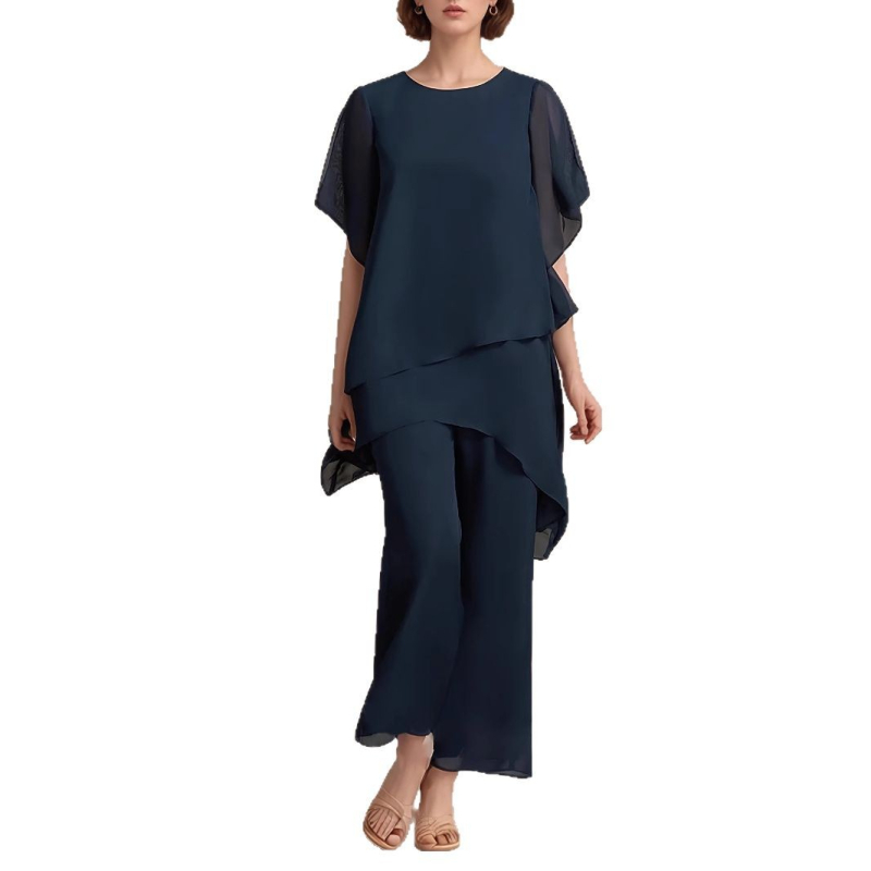 Piiriülese kaubandusega naiste šifoonkleit, moodne elegantne ülikond, õhtukleit, pidulik kaheosaline komplekt