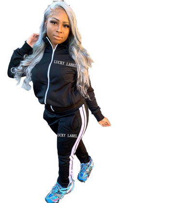 XY9055 Amazon Independent Station Europski i američki ženski modni, najprodavaniji sportski dvodijelni set s vezom i patentnim zatvaračem