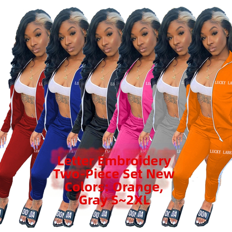 XY9055 Amazon Independent Station Europski i američki ženski modni, najprodavaniji sportski dvodijelni set s vezom i patentnim zatvaračem