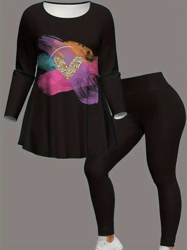 Set de îmbrăcăminte de yoga pentru femei, sport, fitness, primăvară și vară, modă nouă, de înaltă calitate, cu imprimeu cu inimă, WA1+WC1