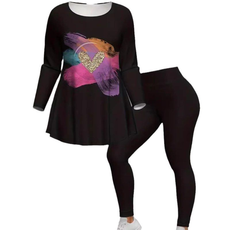 Set de îmbrăcăminte de yoga pentru femei, sport, fitness, primăvară și vară, modă nouă, de înaltă calitate, cu imprimeu cu inimă, WA1+WC1