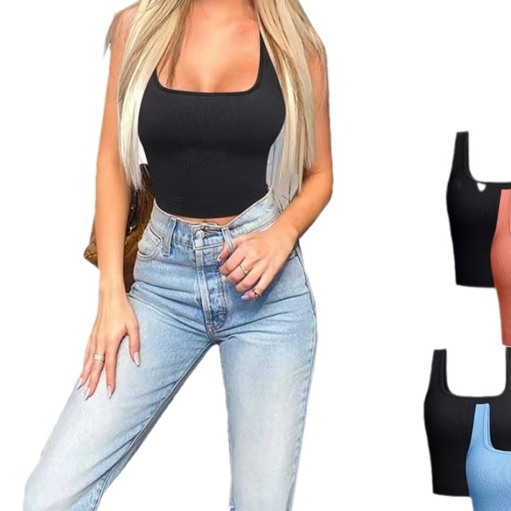 2023 Amazon prekogranični izvoz ženski seksi sportski prsluk čiste boje za trčanje, fitness i jogu