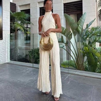 Amazon AliExpress Ženski top s asimetričnim izrezom i elastičnim strukom, ležerne plisirane hlače za odijelo za žene