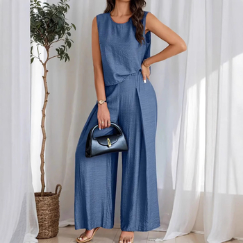 Spot European and American 2025 New Amazon Independent Station Παντελόνι με φαρδιά μπατζάκια, casual fashion, καθαρό χρώμα, ψηλόμεσο, χαλαρό κοστούμι