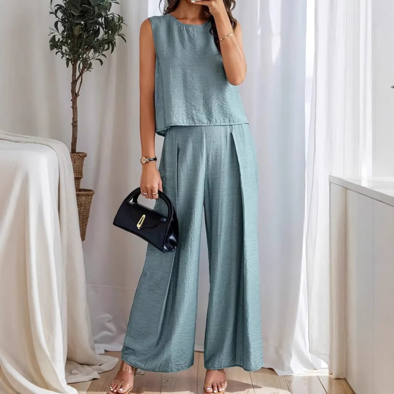 Costum larg cu talie înaltă, stil european și american 2025, nou, Amazon Independent Station, pantaloni largi, modă casual, culoare pură