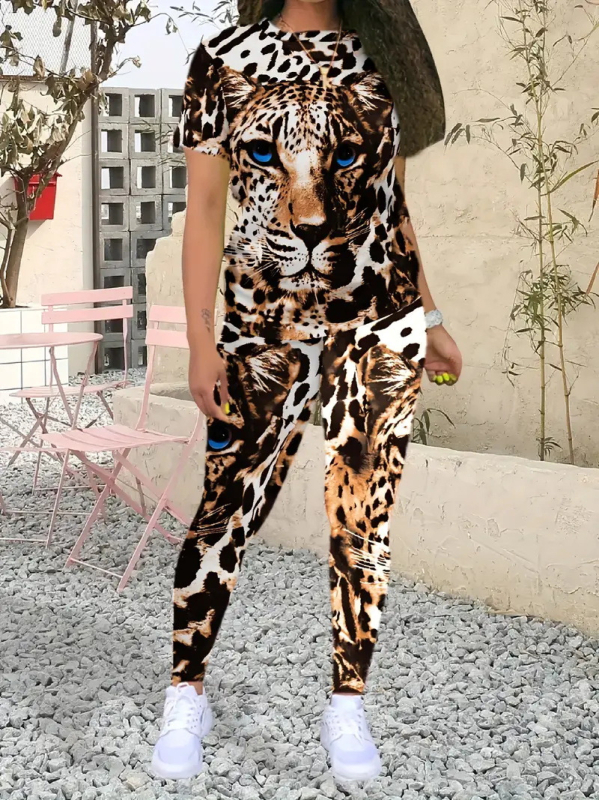 Amazon Independent Station Foreign Trade 2024. aasta suvine moodne loomamustriga lühikeste varrukatega T-särk ME15 WC1