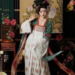 Kevad- ja suvine super surematu Tang-printsess Hanfu naiste Tangi dünastia rinnapikkune suurte varrukatega särk antiiksete rõivaste Tangi dünastia tikandid antiikne Hanfu