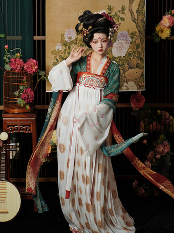 Kevad- ja suvine super surematu Tang-printsess Hanfu naiste Tangi dünastia rinnapikkune suurte varrukatega särk antiiksete rõivaste Tangi dünastia tikandid antiikne Hanfu